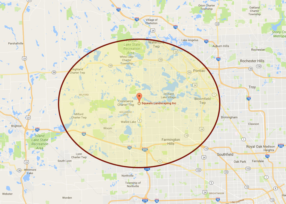Get in Touch With Top Landscaping Experts in Commerce, MI | Squeals - map-radius